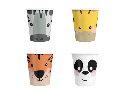 Zestaw kubeczki + talerzyki papierowe Zwierzątka - 8 szt.