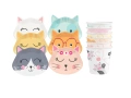 Zestaw kubeczki + talerzyki papierowe Kotki - 12 szt.