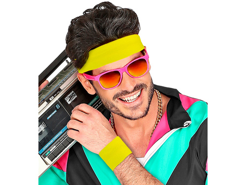 Opaski neonowe żółte Disco lata 80-te - 2 szt.