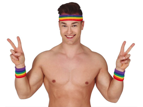 Opaski tęczowe Disco lata 80-te - 3 szt.