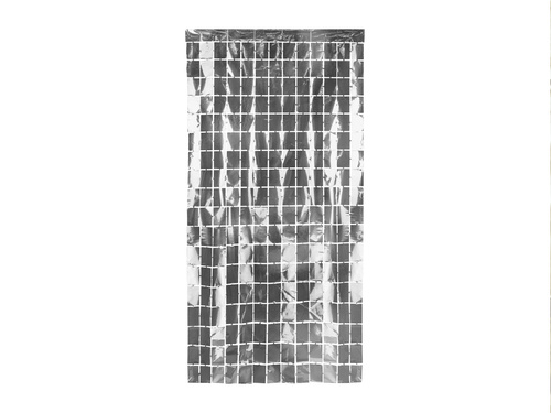 Kurtyna Kwadraty srebrna - 100 x 200 cm
