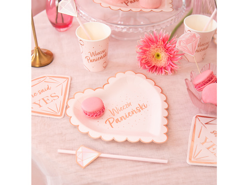 Talerzyki papierowe na Wieczór Panieński Serce - 23 cm - 6 szt.