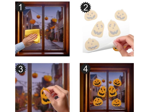 Naklejki żelowe na szybę Dynie - 1 komplet