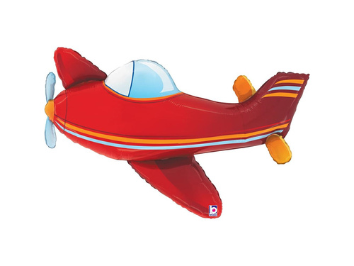 Balon foliowy Czerwony Samolot - 88x56 cm - 1 szt.