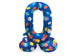 Balon foliowy stojący cyfra 0 Kropki - 41 cm - 1 szt.