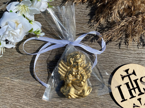 Aniołki gipsowe złote z podziękowaniem - 1 szt.