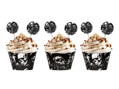 Zestaw dekoracji na babeczki Upiorne Czaszki - 12 szt.