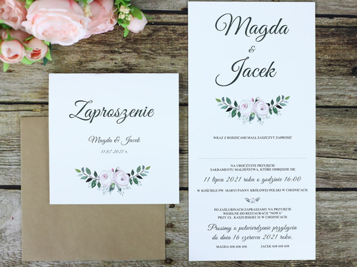 Zaproszenie personalizowane na ślub z kopertą - 6 szt.
