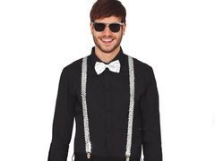 Srebrny cekinowy zestaw dodatków