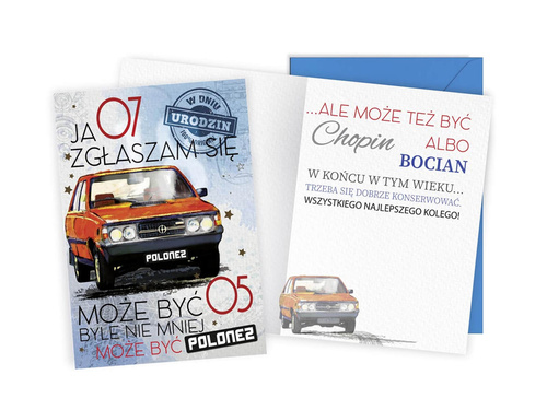 Kartka urodzinowa z kopertą na urodziny Polonez