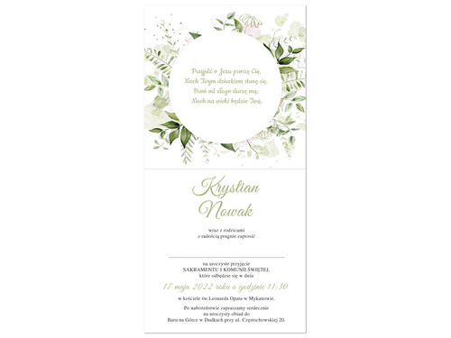 Zaproszenia personalizowane na I Komunię Świętą - 6 szt.