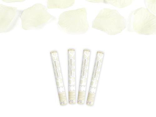 Tuba strzelająca, kremowe sztuczne płatki róż, 40 cm, 4 szt.