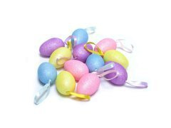 Pisanki brokatowe z zawieszkami mix kolorów - 6 cm - 12 szt.