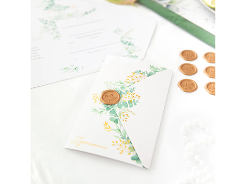 Zaproszenie na Komunię z eukaliptusem - 6 szt.