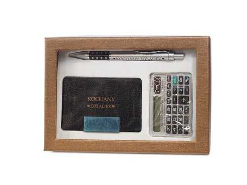 Zestaw prezentowy dla Dziadka wizytownik + kalkulator i długopis