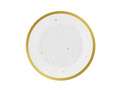 Talerzyki papierowe białe w złote kropki - 18 cm - 6 szt.