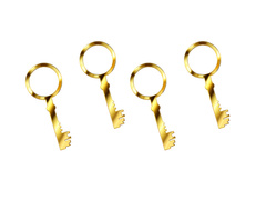 Klucz do wróżb z wosku złoty  - 13 cm - 4 szt.