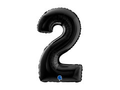 Balon foliowy cyfra 2 czarny - 26" - 1 szt.