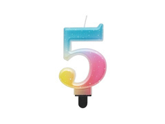 Świeczka cyferka pastelowa ombre - 5 - pięć
