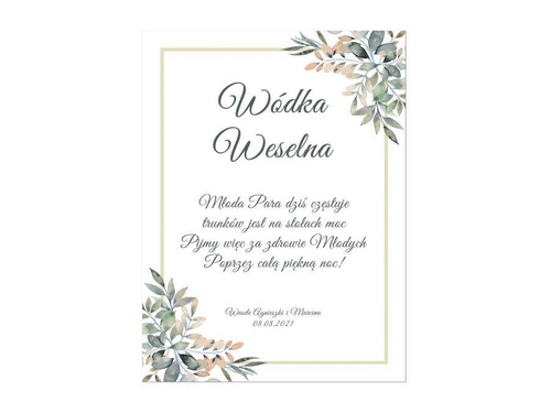 Etykiety personalizowane na butelkę z Wódką Weselną - 9 szt.