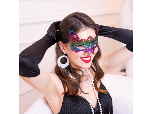 Satynowe rękawiczki karnawałowe czarne - 55 cm