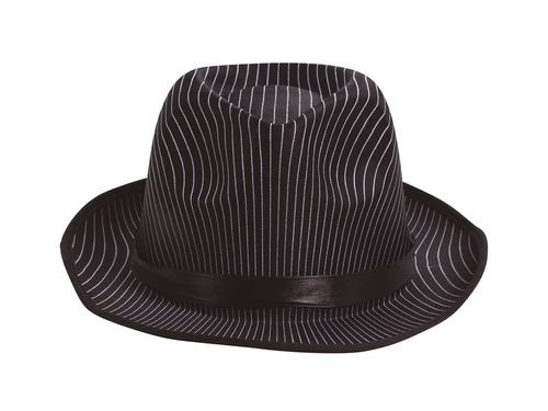 Kapelusz gangstera czarny w paski z lamówką - 1 szt.