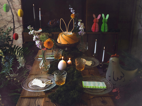 Dekoracja wisząca rozetka Króliczek zielony - 30 cm - 1 szt.