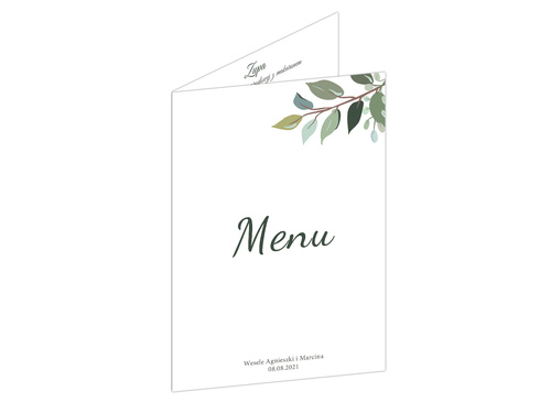Weselne menu z zielonymi listkami - 4 szt.