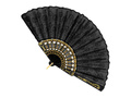 Wachlarz czarny ze złotymi zdobieniami - 1 szt.