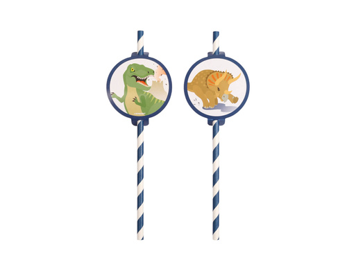 Rurki słomki Dinozaury - 19,7 cm - 8 szt.