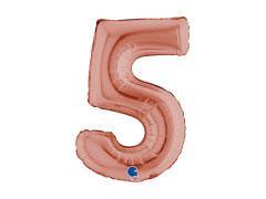 Balon foliowy cyfra 5 złoty róż - 14" - 1 szt.