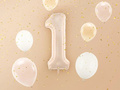 Balon foliowy cyfra 1 ciemnobeżowa - 72 cm - 1 szt.