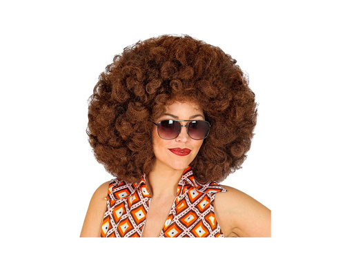 Brązowa duża peruka afro