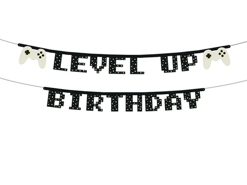 Baner urodzinowy Level up Gamer - 250 cm - 1 szt.