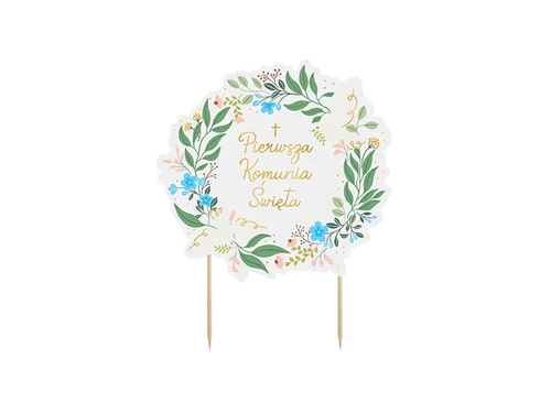 Topper papierowy na tort Pierwsza Komunia Święta - 1 szt.