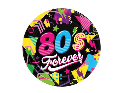Talerzyki papierowe 80's Forever - 23 cm - 6 szt.