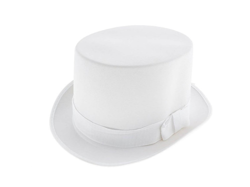Kapelusz Cylinder biały - 1 szt.