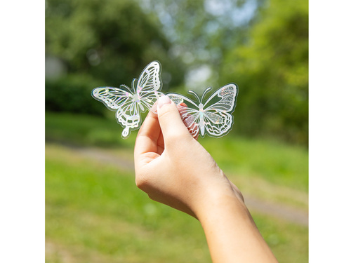 Naklejki motylki holograficzne białe - 12 szt.
