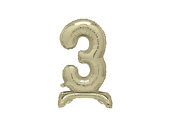 Balon foliowy stojący cyfra 3 złoty - 76 cm - 1szt.