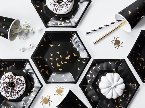 Kubeczki papierowe na Halloween z nietoperzami - 220ml - 6szt.