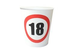 Kubeczki urodzinowe Zakaz 18 - 250 ml - 6 szt.