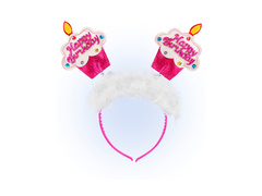 Opaska na głowę z futerkiem - babeczki urodzinowe