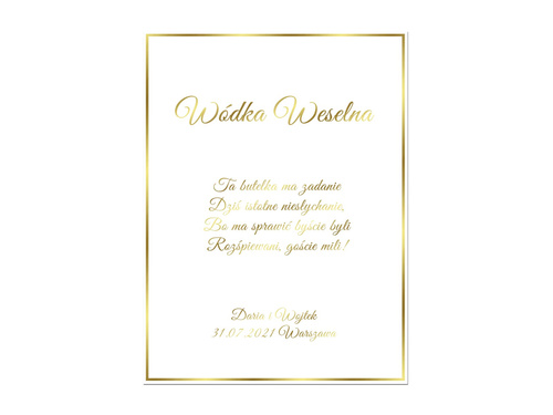 Etykiety personalizowane na butelkę z Wódką Weselną - 9 szt.
