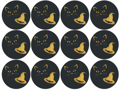 Opłatki na muffiny babeczki Czarownica i Kot