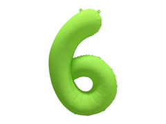 Balon foliowy cyfra 6 neonowy zielony - 86 cm - 1 szt.