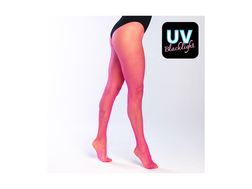 Rajstopy kabaretki drobne neonowe różowe UV