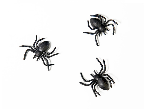 Pająki plastikowe czarne na Halloween - 10 szt.