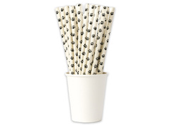 Słomki urodzinowe łapki kotki pieski - 19 cm - 25 szt.