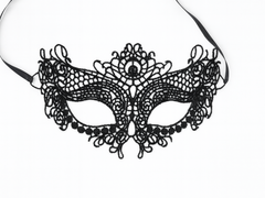 Koronkowa maska karnawałowa czarna - 1 szt.