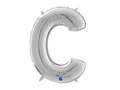 Balon foliowy srebrna litera C - 66 cm - 1 szt.